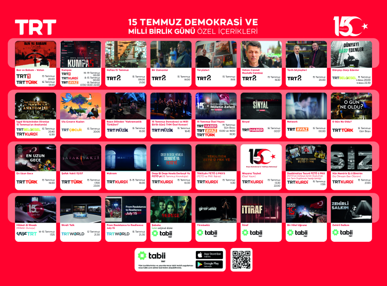 TRT’den '15 Temmuz Demokrasi ve Milli Birlik Günü'ne özel yayınlar